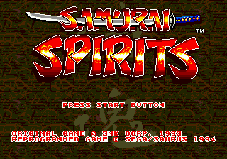 Samurai Spirits title screen for Sega Mega Drive